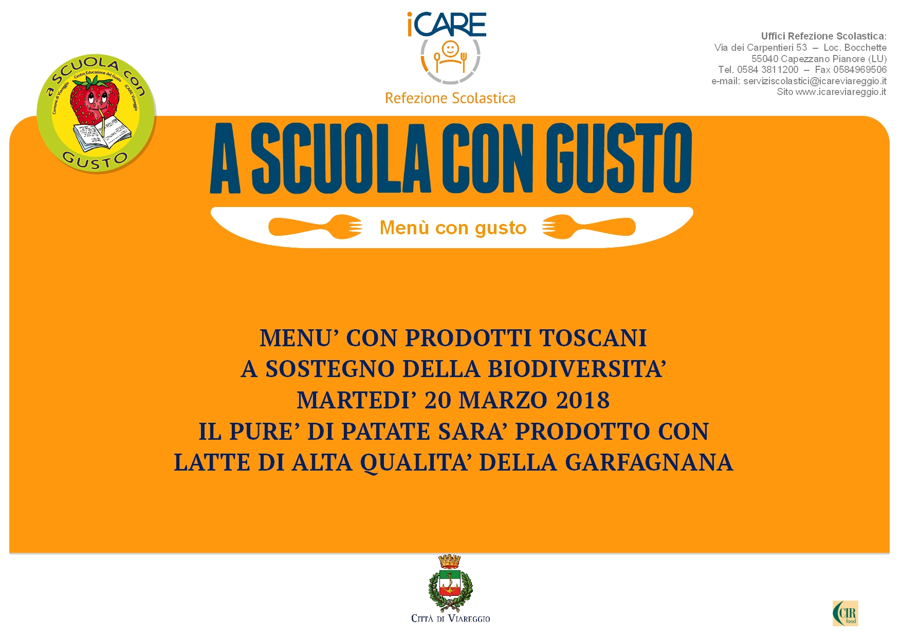 menù speciale con prodotti Toscani a sostegno delle biodiversità 20/03/2018